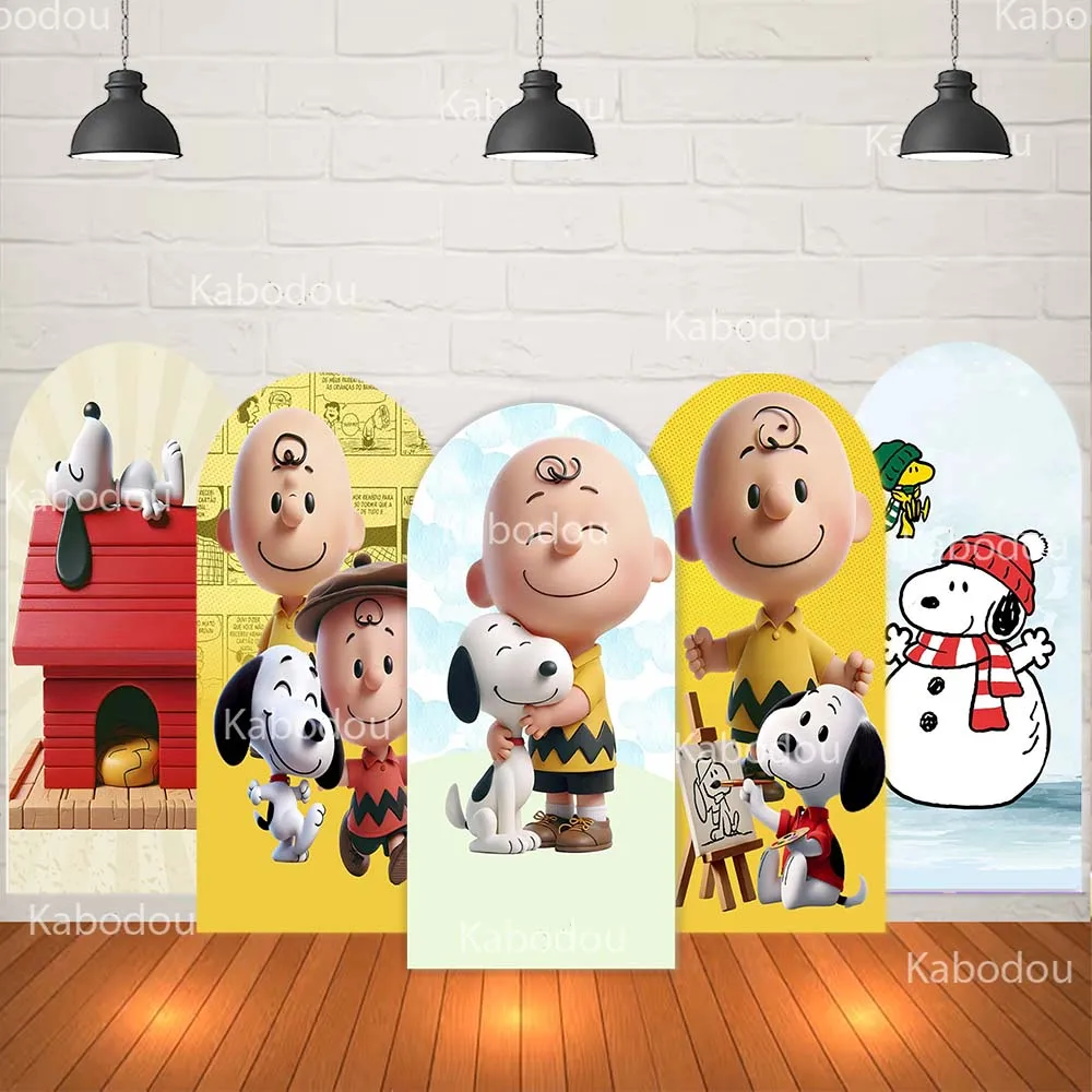 

Фон Snoopy-y, арочная крышка для мальчиков и детей, день рождения, мультяшное украшение для собаки, детский душ, фото с молнией, фон для фотосъемки