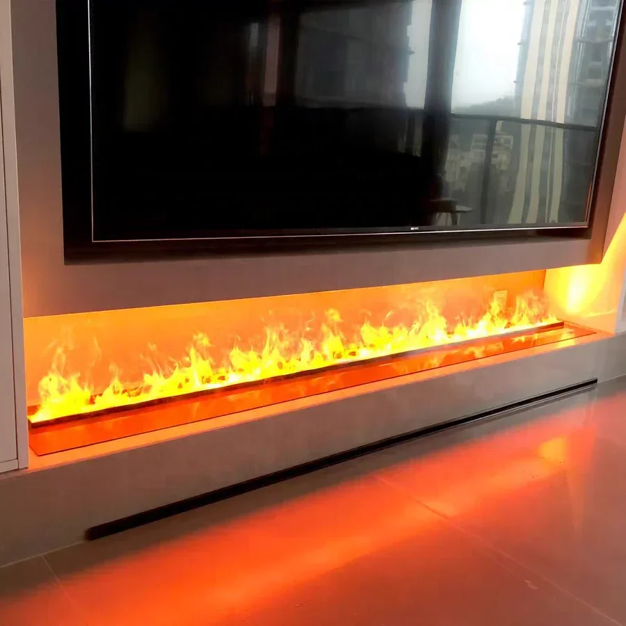 1000mm pedra branca inteligente vapor de água/simulação de atomização chama lareira elétrica embutida led decoração de suspensão de parede