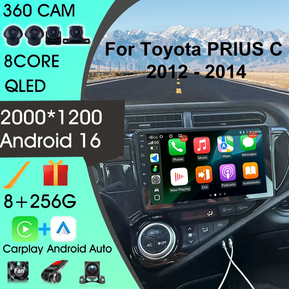 

Autoradio Carplay For Toyota PRIUS C Left-Hand Drive 2012-2014 Multimedia Video Player Automotive Car Radio GPS WIFI Car Player