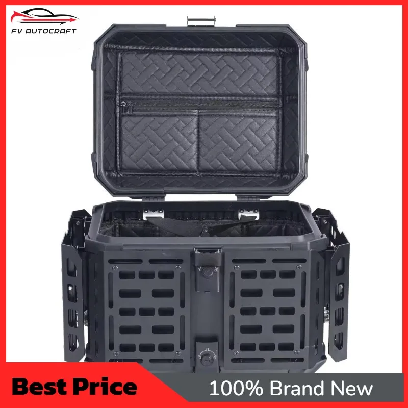 【2026】45L Armor Style Aluminum Motorcycle Top Box Waterproof Mecha Tail Box With Dual Side Expandable Luggage Case Universal Tru