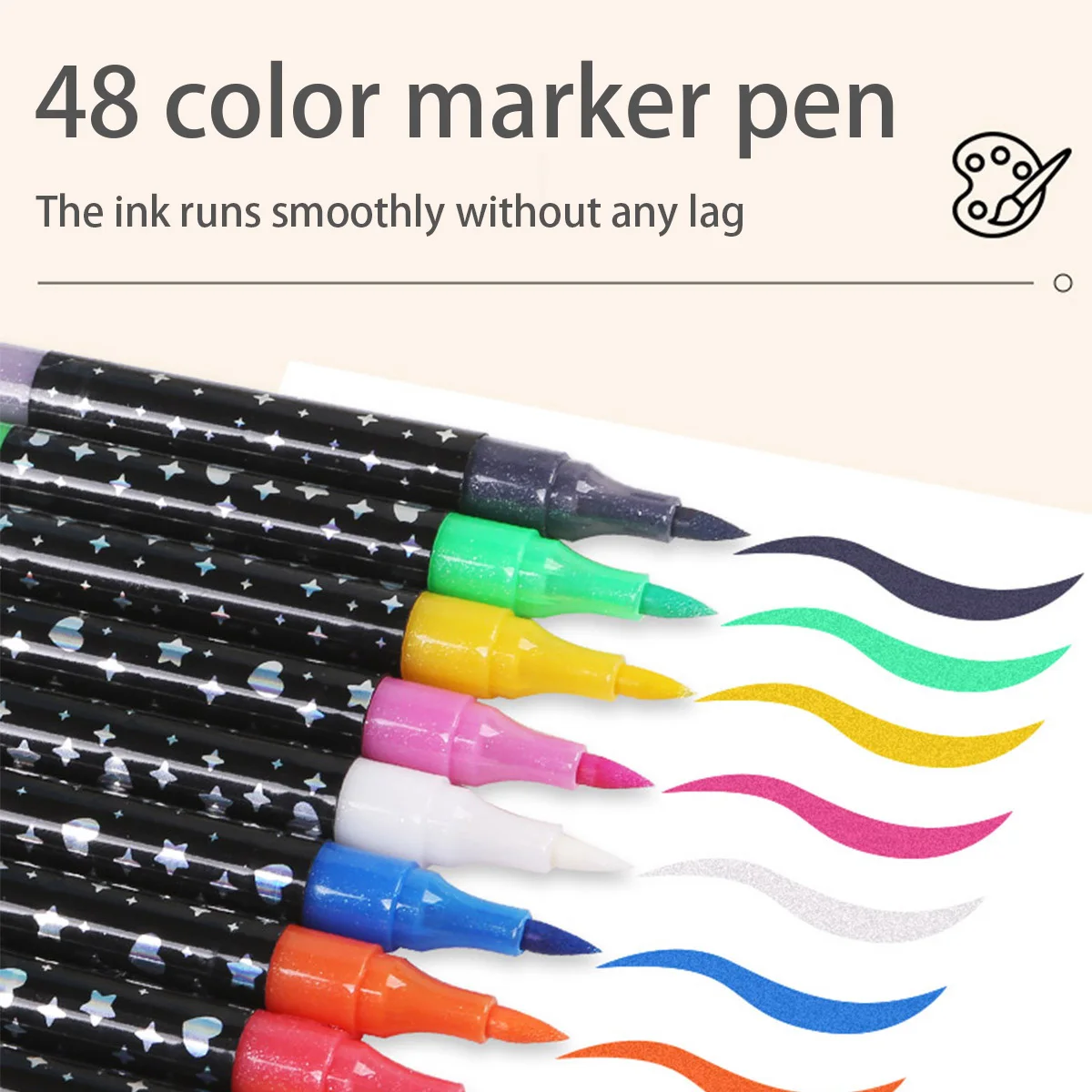 

48Colors Dual Brush Tip Glitter Art Markers Metallic Paint Marker Pens DIY Crafts Birthday Cards, Making Poster, Album