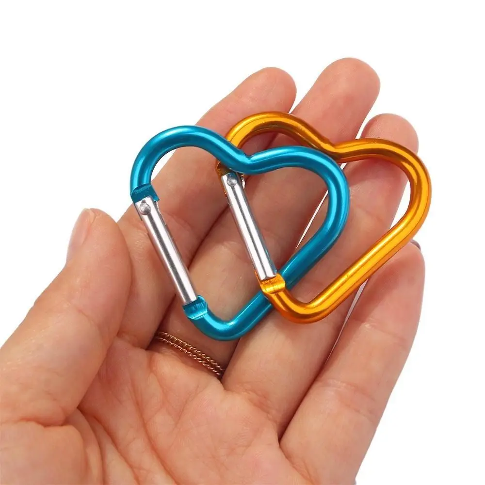 15pcs Heart-shaped Quick Release Carabiner Aluminum Alloy Electrophoresis Outdoor Sports Buckle Multifunctional Durable