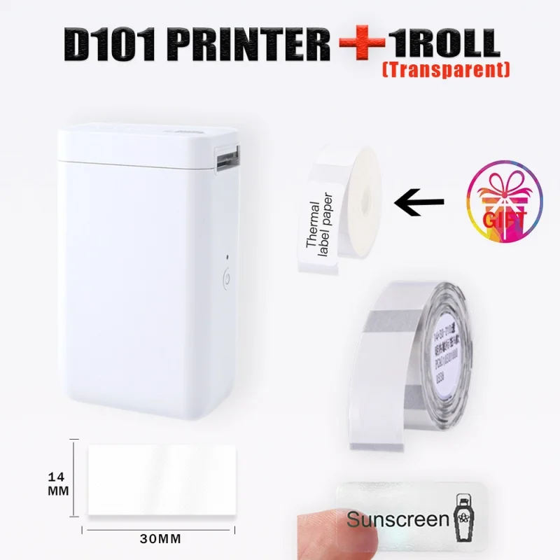 Mini Niimbot D101 Thermal Label Printer with Large Battery-capacity and Supports Long Time Use and Various Kinds of Label Papers