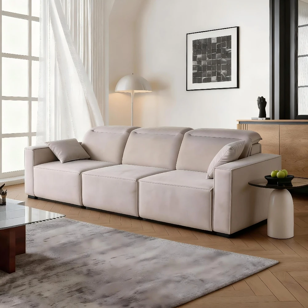 Factory Wholesale Remote Control  PU Leather Electric Three Seats Reclining Sliding Sofa Bed Ideal for Living Room DB001