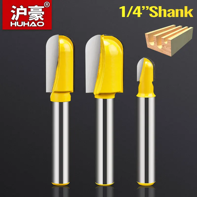 HUHAO Round Nose Bit CNC Core Box Router Bit Carbide End Mill Tool 1/4″Shank 6.35MM Wood Milling Cutter Woodworking Tools