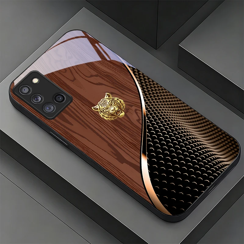 Noble Tiger Crest Black Phone Case For Samsung A32/A33/A34/A35/A36/A37/A51/A52/A52s/A53/A54/A55/A56/A57/A71/A72/A73 Glass Cover