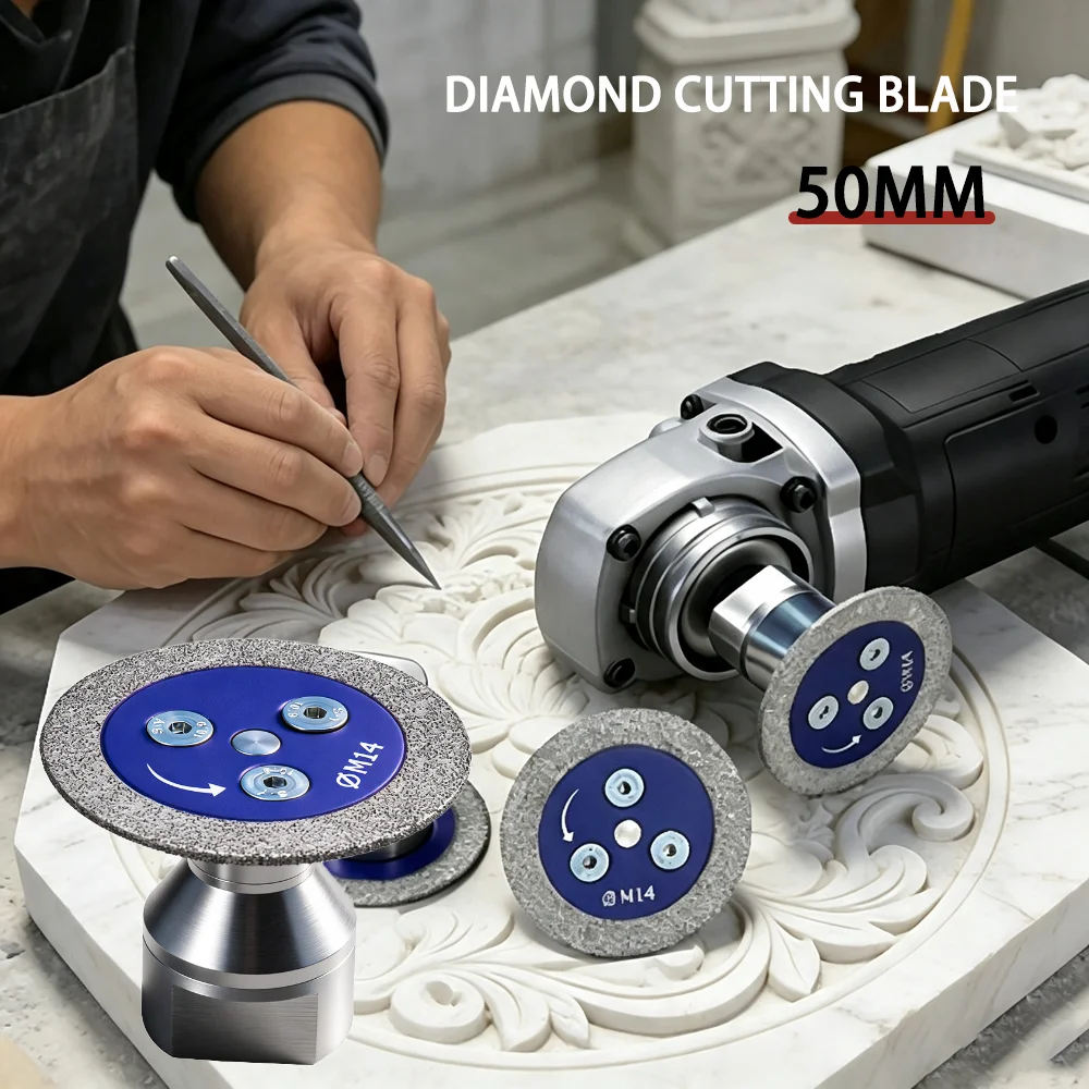 50MM M14 Diamond Mini Saw Blade with Thread Stone Cutting Disc Granite Sandstone Concrete Lettering Carving Grinding Tool