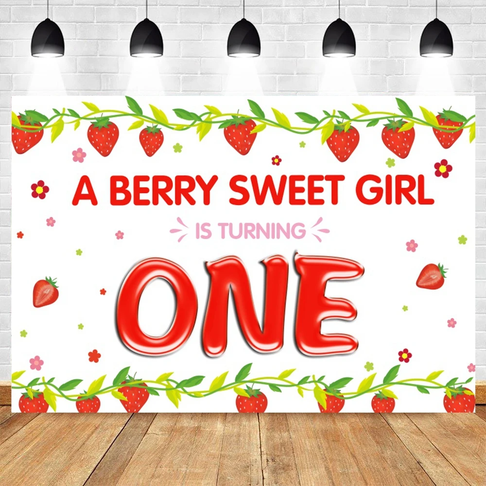 Strawberry Theme Newborn Baby Shower Photography Backdrop Sweet One 1st Kids Birthday Party Watermelon Fruit Photo Background