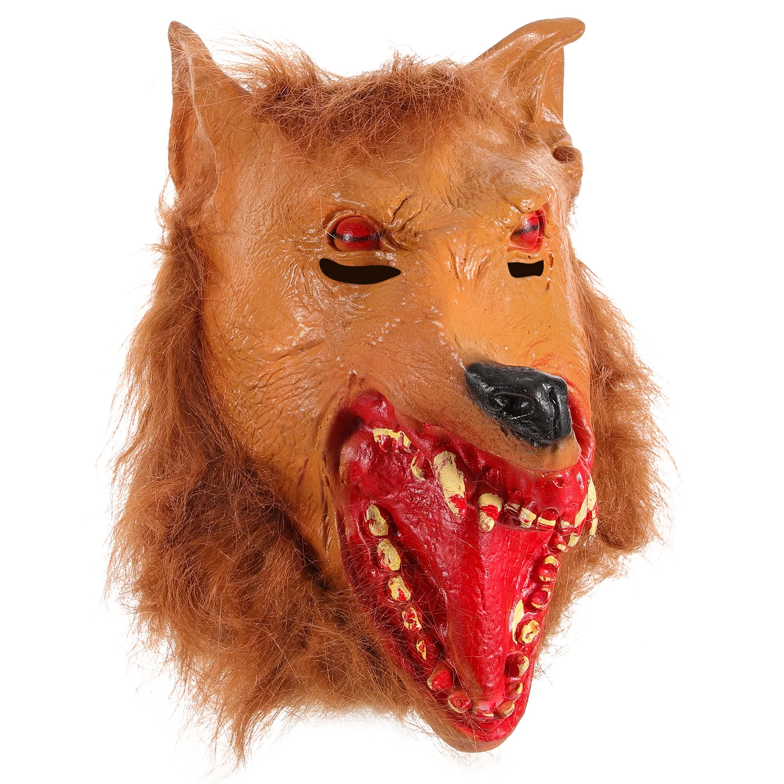 Testa di lupo Maschera di Halloween Maschera cosplay di lupo arancione Costume leggero spaventoso Forniture per feste in maschera