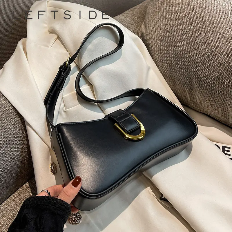 LEFTSIDE Shoulder Side Bag for Women 2022 Winter Designer Small PU Leather Crossbody Bag 2022 Trend Handbags and Purse