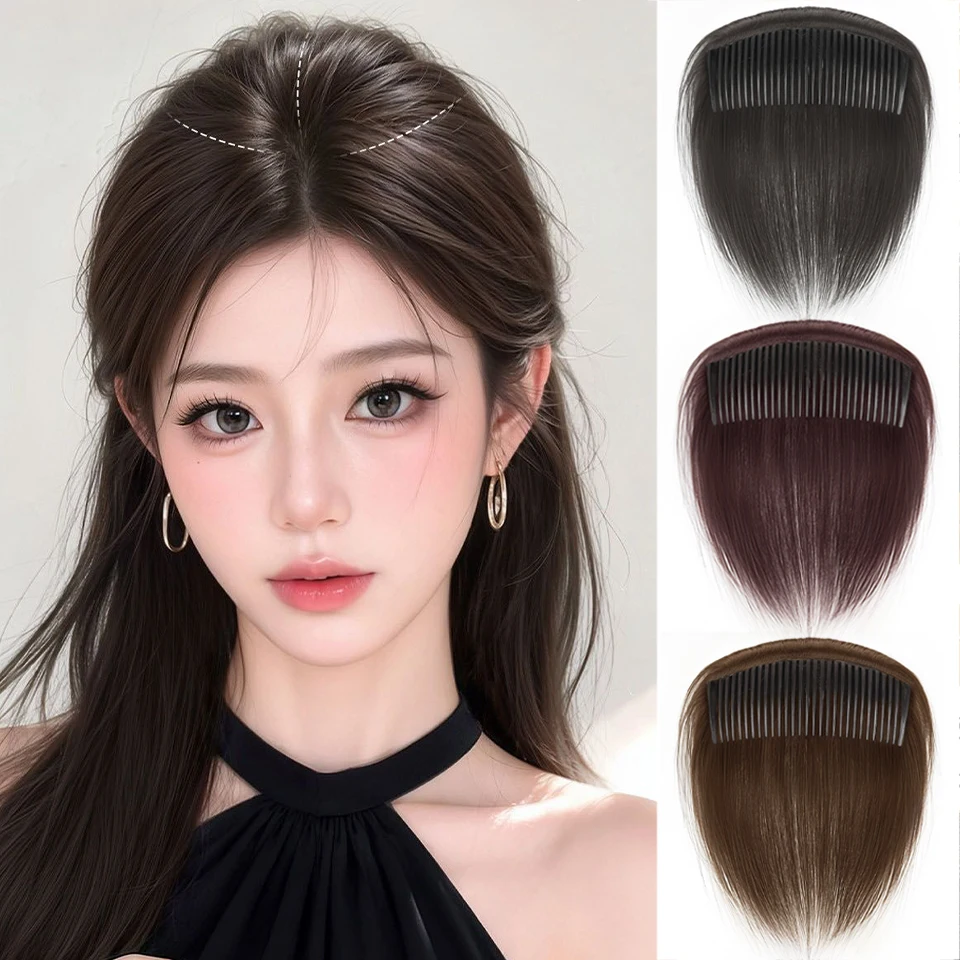 Synthetic upgraded Invisible Hair Pad With Edge Wrapped Hair Comb for Women's Increased volume Fluffy and High Cranial Top