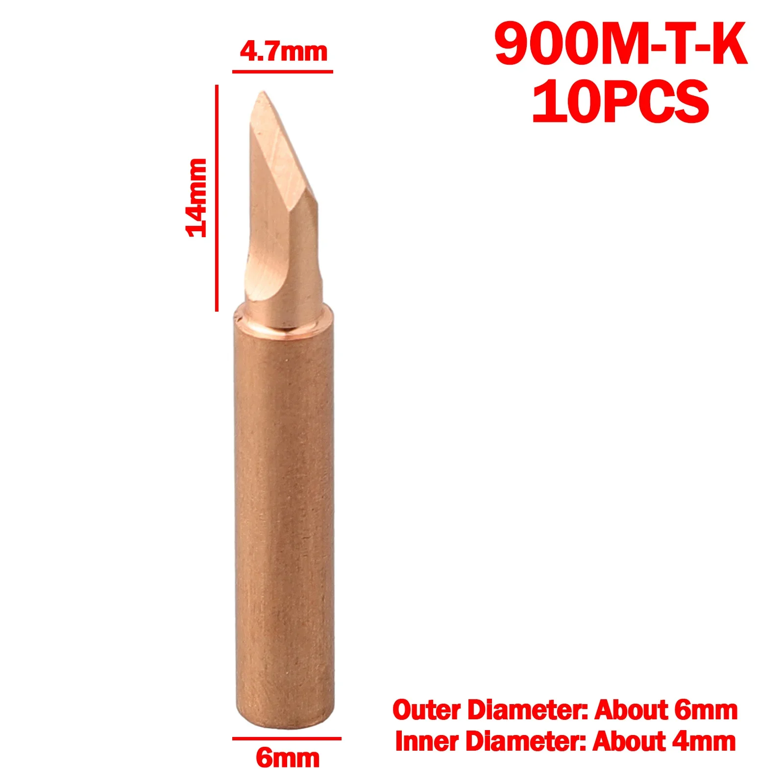 10Pc Pure Copper Soldering Iron Tip 900M-T-K Welding Electric Iron For 936/937/938/969/8586/852D Weld Station Soldering Iron Tip