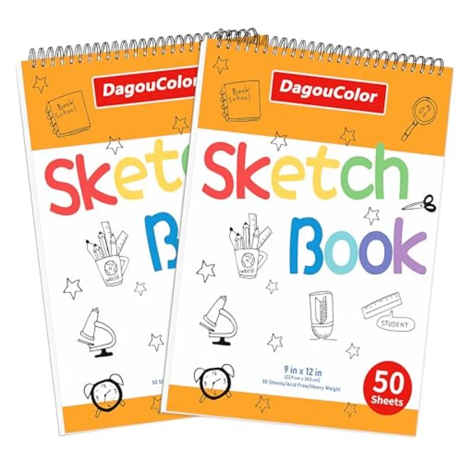 

Drawing Books for,50 Sheets of, 9"x12" Sketch Pad, Spiral-Bound Smooth Drawing Paper, Double-Sided Sketchbook for Beginning Art