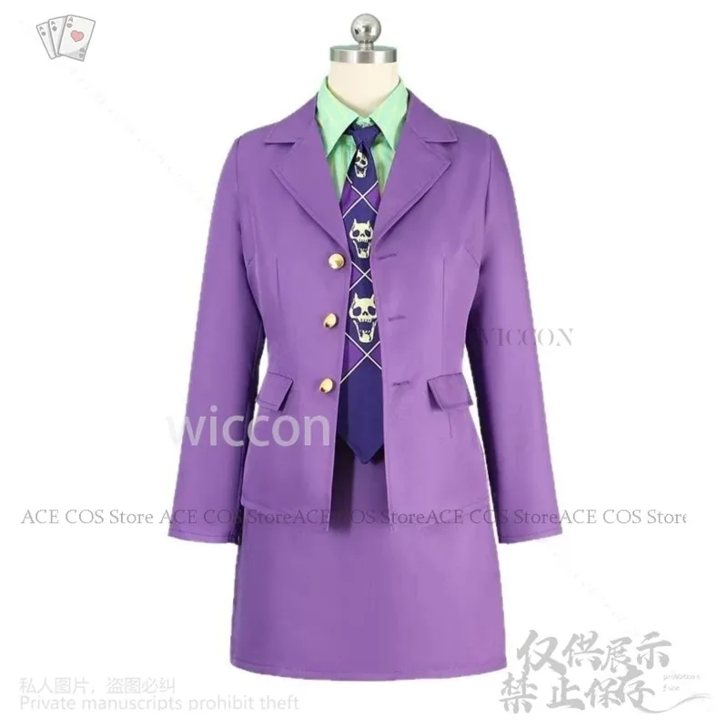 NewAnime أنثى كيرا Yoshikage Genderswap زي تأثيري أنيمي جو الأرجواني مثير OL معطف قميص تنورة التعادل دعوى القاتل1;s'6,y;9'b,5; #6