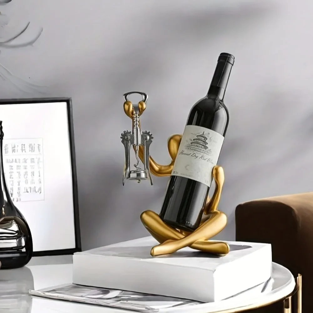 Creative Abstract Character Red Wine Rack Storage Ornament Wine Bottle Holder Home Decoration for Liviingroom Kitchen Organizer