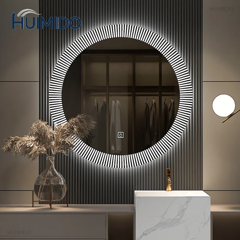 40/50/60CM Round Smart LED Bathroom Mirror 3 Color Adjustable BackLight With Defogging Decorative Mirrorg For Hotel Bedroom