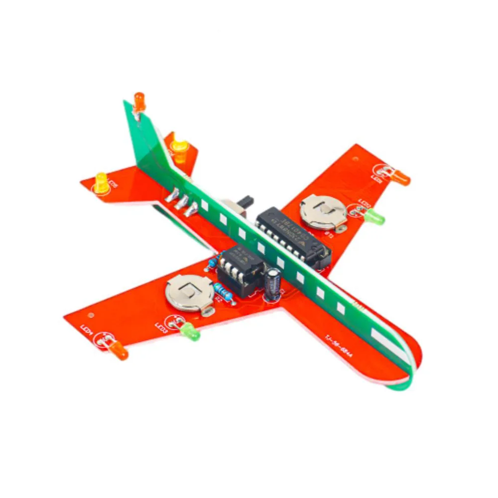 DIY Mini Airplane Learning Soldering Kit 3 Color LED Flashing Lights Airplane Soldering Project Kit for Student Practice