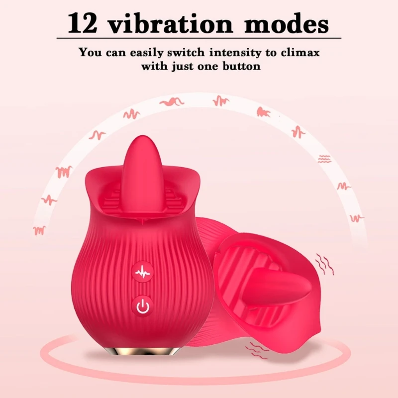 Female Rose Shape Tongue Lickings Vibrators Vaginas Nipple Sucking Clitorises Stimulate Masturbating Adult Toy For Women