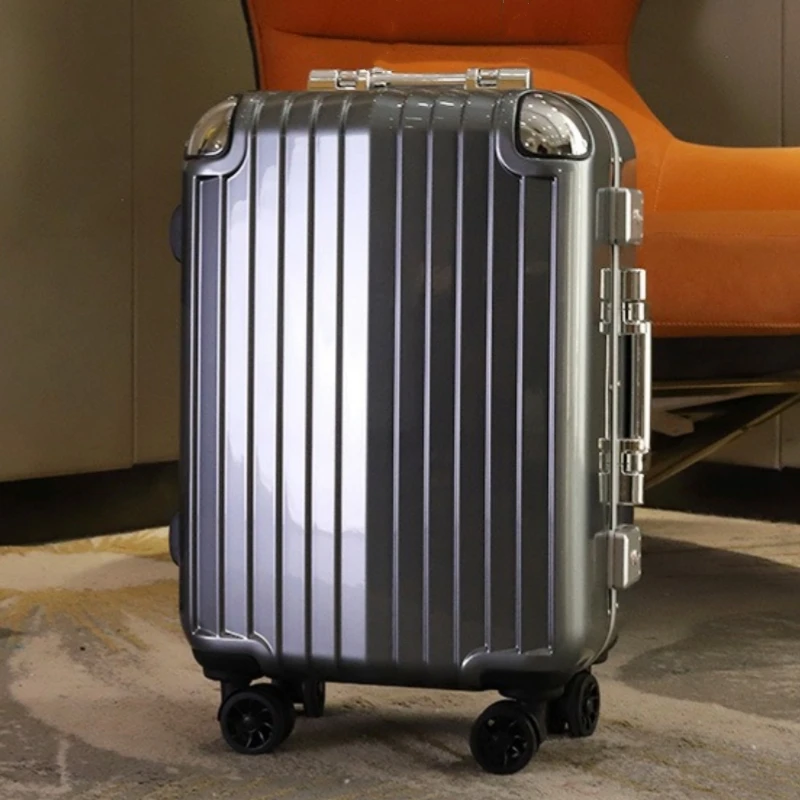 Travel Suitcase with Aluminum Alloy Corner Protector and TSA Lock Trolley Case Aluminum Frame Rolling Luggage or Makeup Bags Set