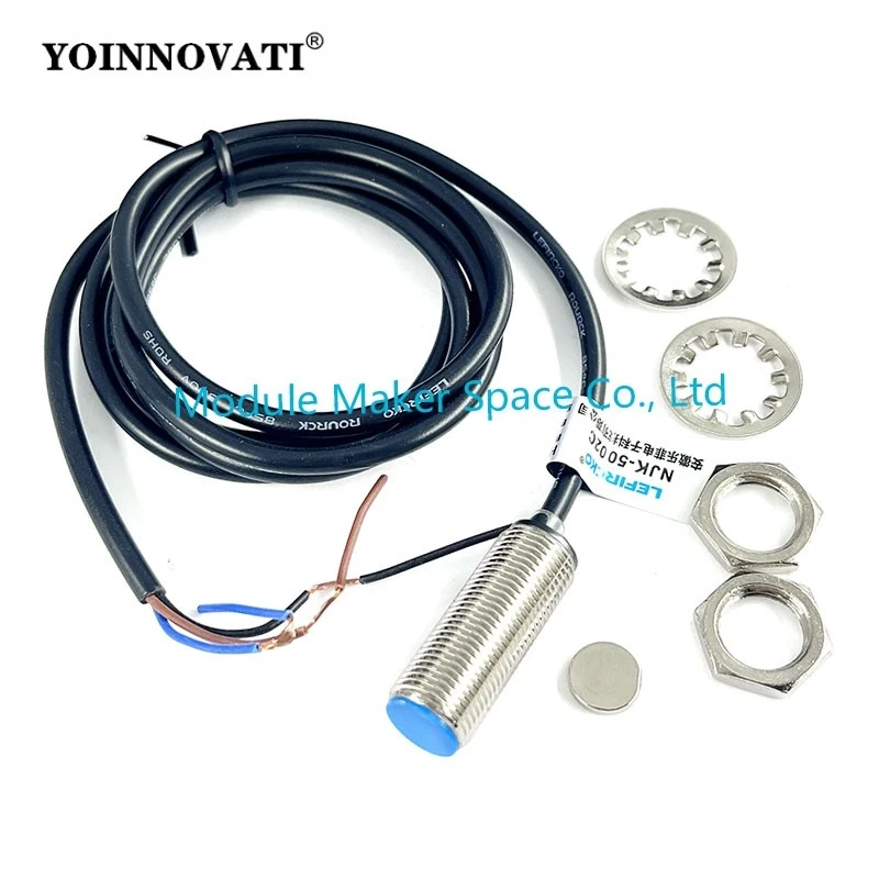 NJK-5002C Hall Effect Sensor Proximity Switch NPN 3-Wires Normally Open + Magnetic Line Magnet 6V-36V DC Dia 12mm DIY Metal
