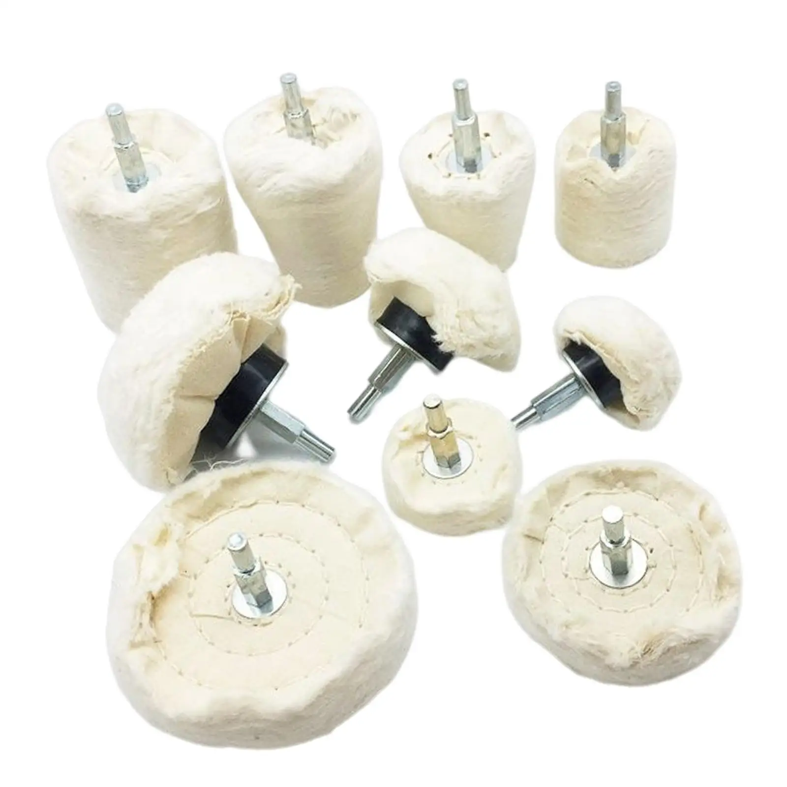 Polishing Cloth Wheel Kit White Various Shaped Cotton Jewelry Polish Wheel for Metal Ceramic Stainless Steel Aluminum Plastic