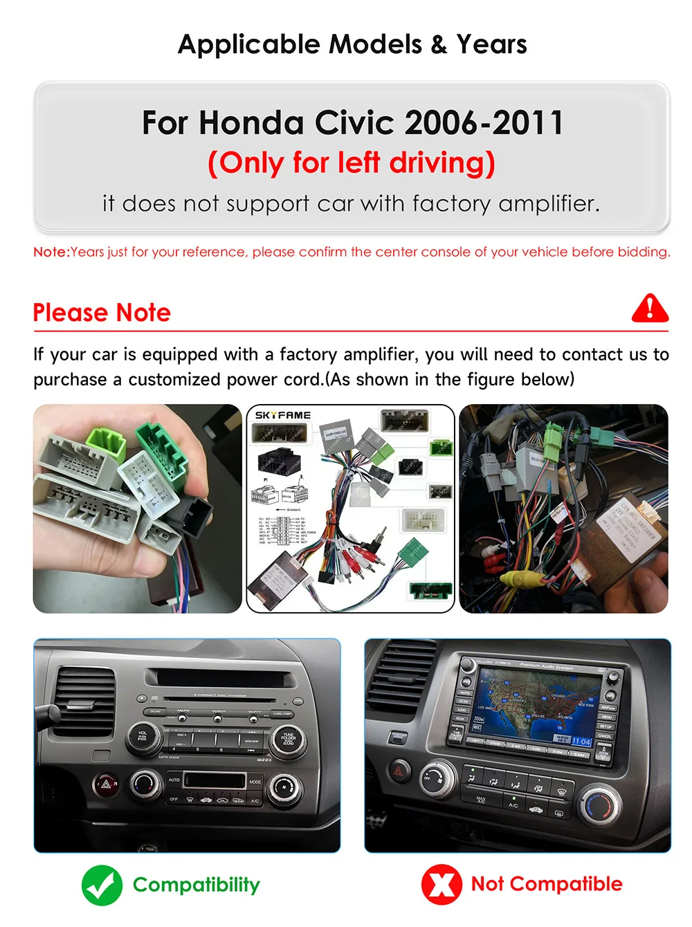 Picture 3: For Honda Civic 2006 2007 2008 2009 2010 2011 Android 12 Car radio 4G 8core 6115 Multimedia Video Player GPS Stereo 2DIN Carplay