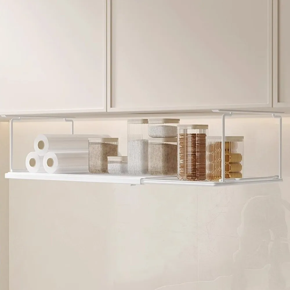 New Metal Under Cabinet Shelf Space Saving Hanging Storage Basket Extendable Multi-purpose Under Desk Storage Rack Pantry Shelf