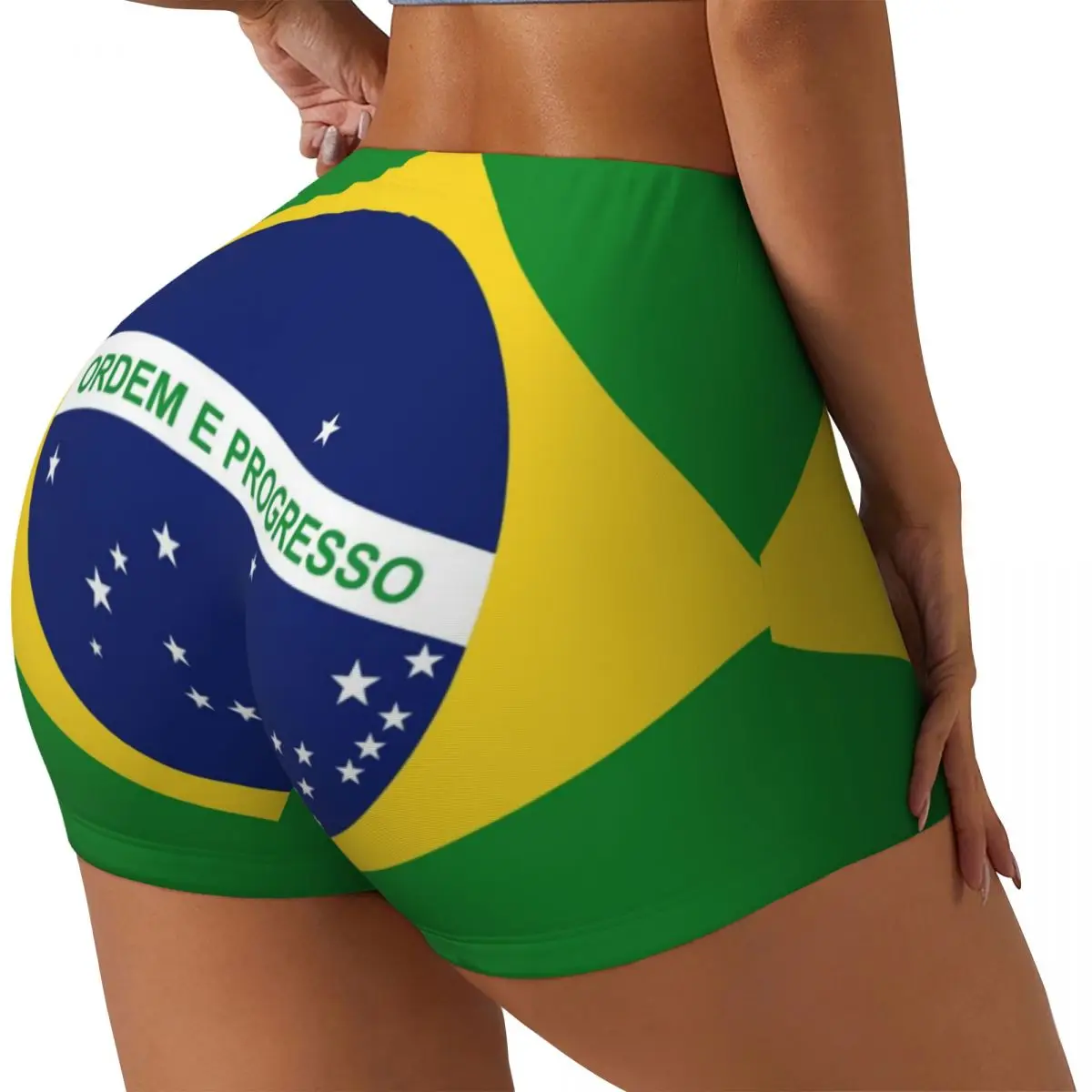 Sexy tight hip sports shorts Brazil Flag fitness women\'s comfortable yoga shorts