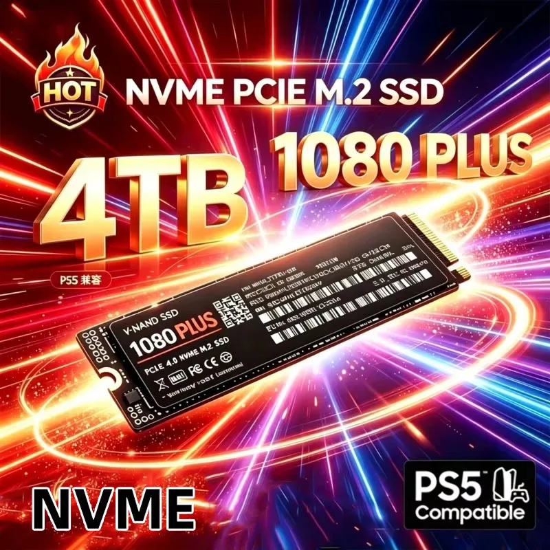 2026 1080PLUS SDD Unidade de Estado Sólido de Alta Velocidade M2 NVMe PCIe4 4TB 2TB Armazenamento Interno para Upgrade de PS5, Jogos, Mac e Desktop