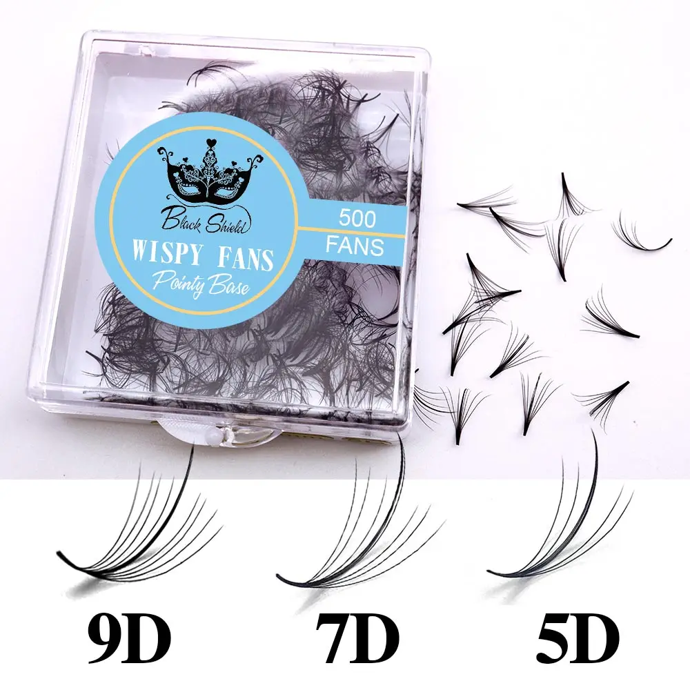 500fans 5D 7D 9D Pointy Base Wispy Promade Volume Fan Eyelash Wispy Extension Loose Fans Sandwich Spikes False Lashes Extension