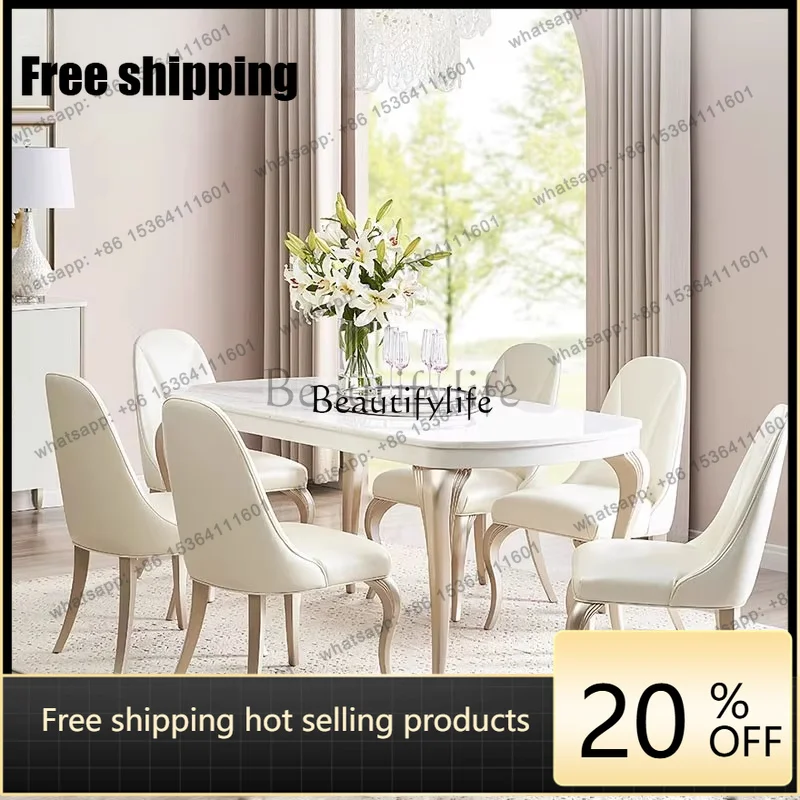 hot French light luxury solid wood dining table marble size apartment dining table furnitureFactory Direct