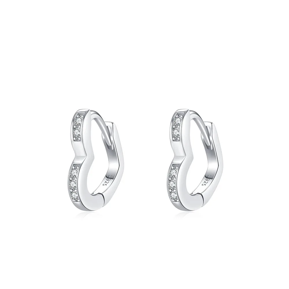

Apexelle Fashion Jewelry 925 Sterling Silver Earrings Romantic Hearts Zircon Hoop Earrings Exquisite Versatile For Women Jewelry