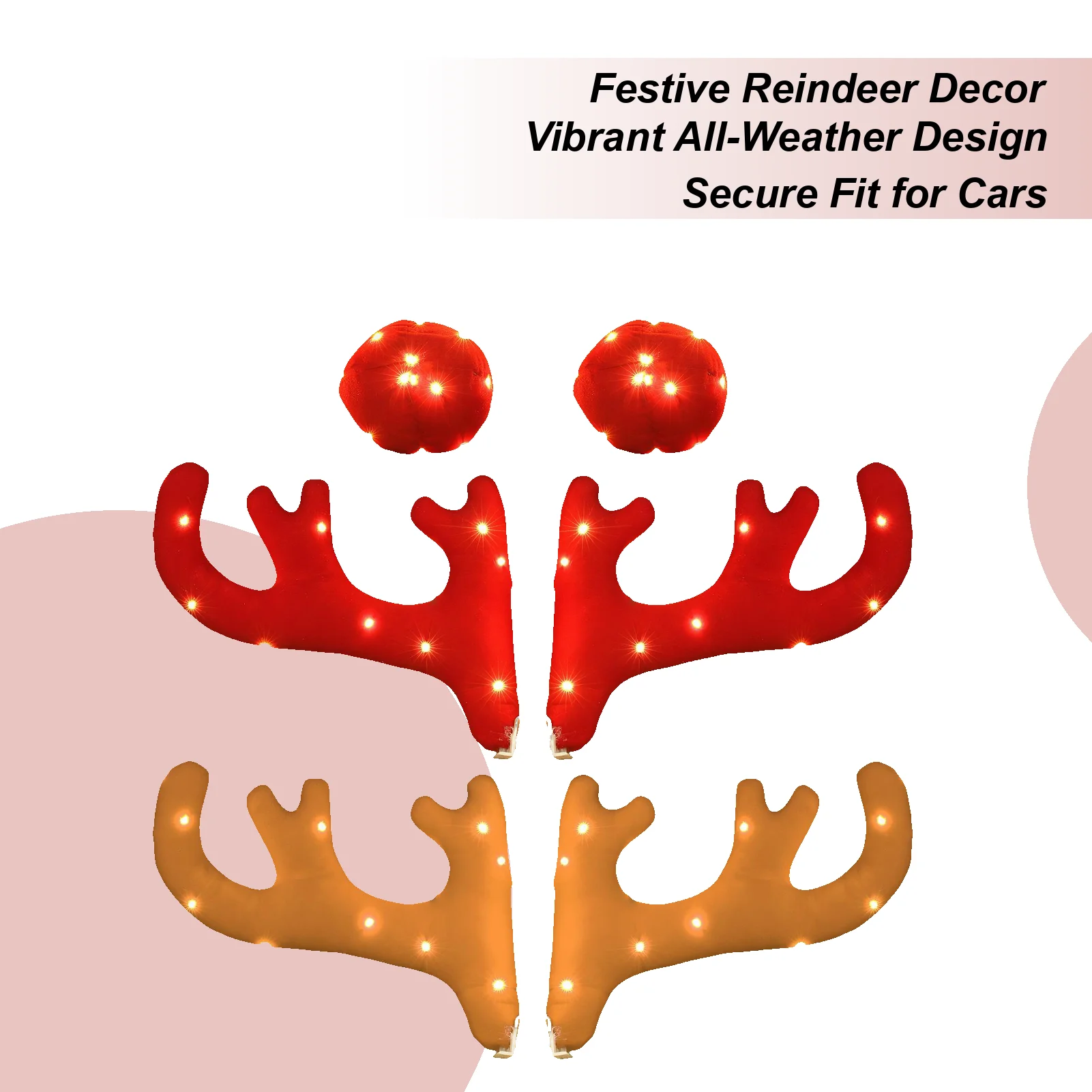 

Car Antlers Festive Auto Exterior Christmas Decor Antler Set Reindeer Kit Roofs Tops Decoration For Van SUV Shopping Mall Window