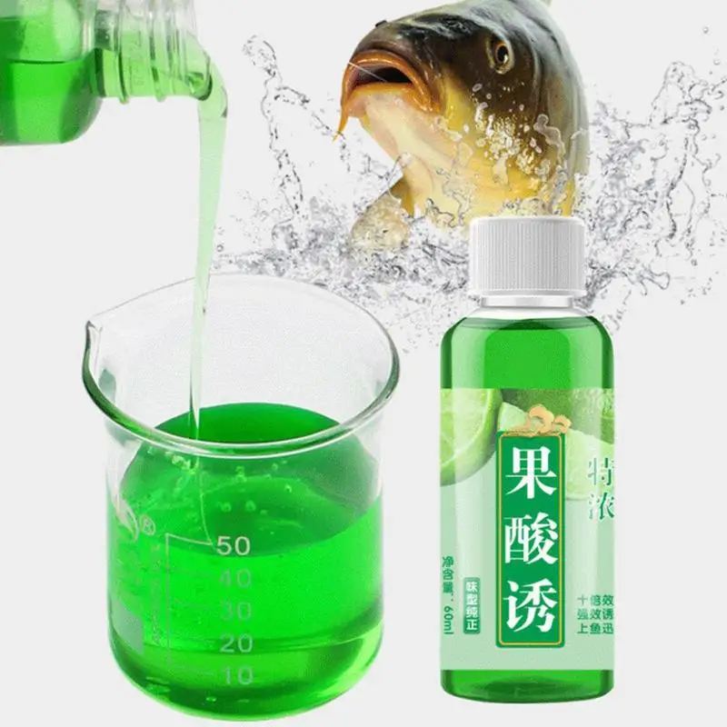 Fish Attractant Freshwater 60ml Fruit Acid Fish Bait Attractant Liquid Natural High Concentration Bait Scent Safe Effective Fish