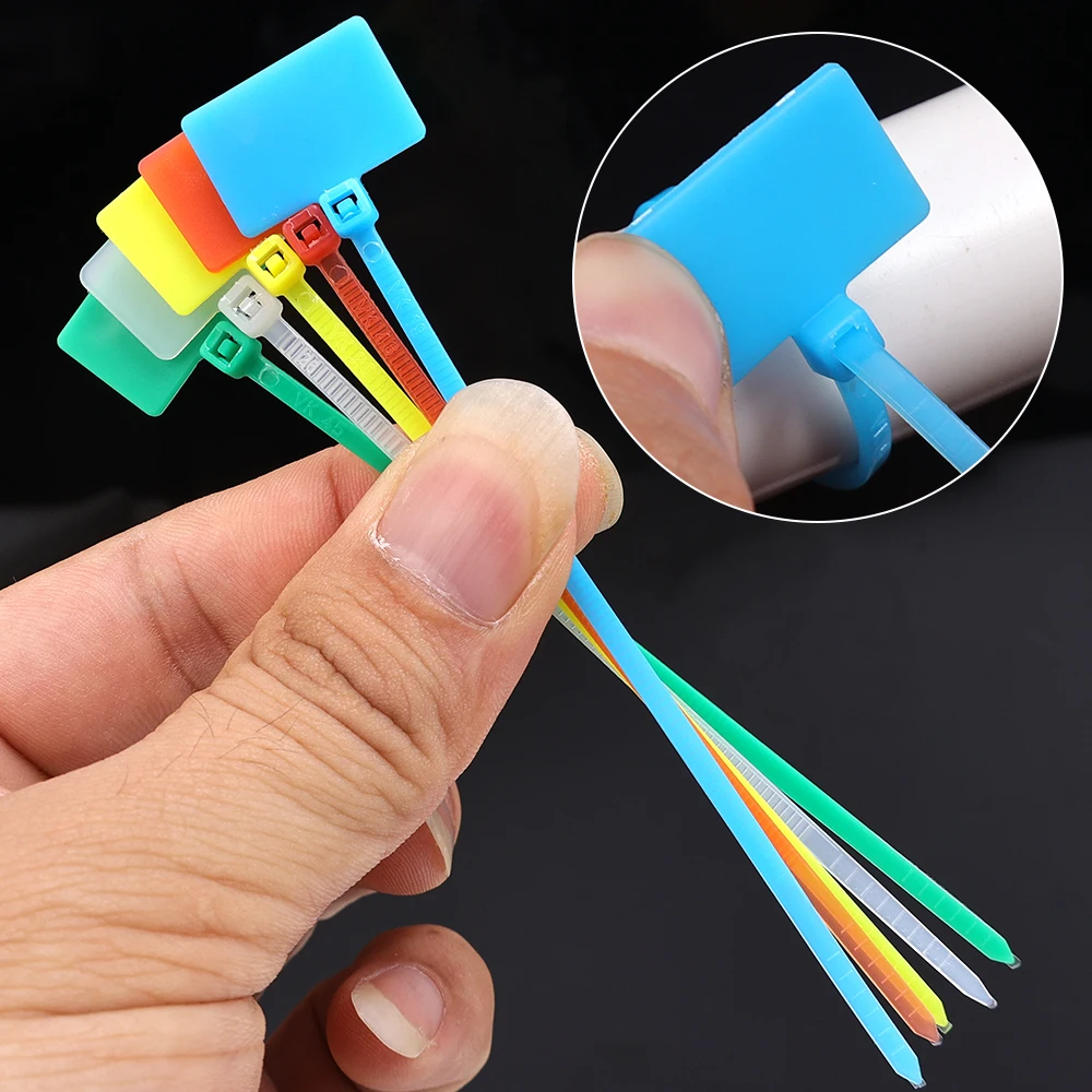 Plastic Nylon Cable Tie Loop Tie with Markers Tag Multifunction Self-locking Cables Wraps Fixing Straps Home Office Organizers