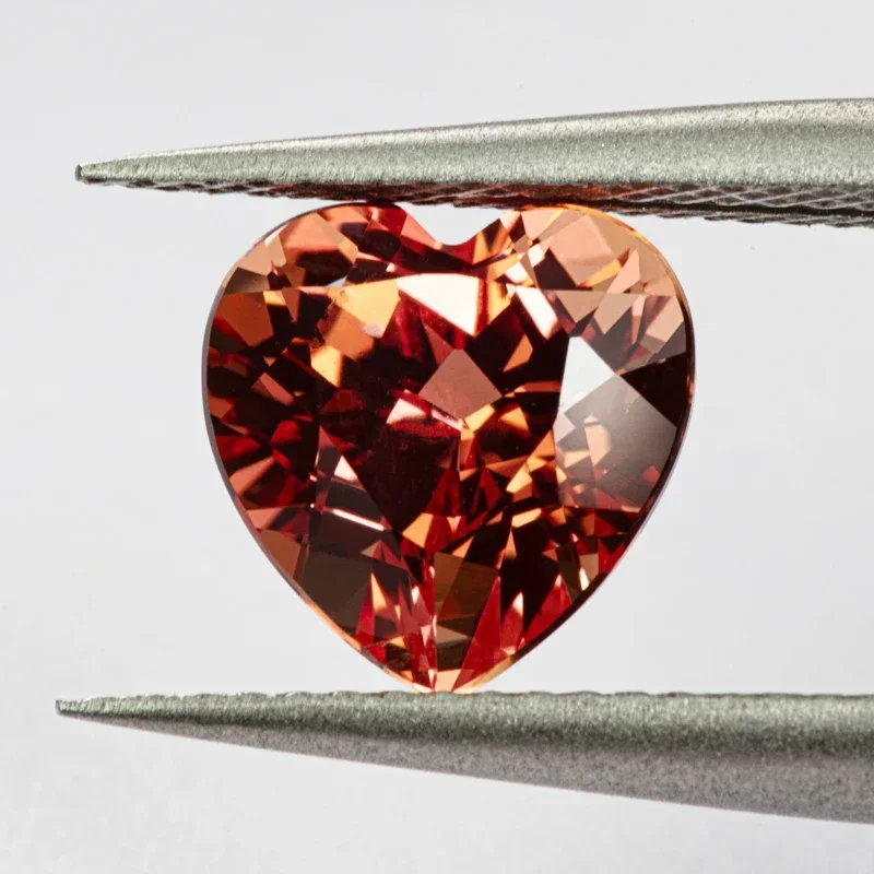 

L-Lab Grown Sapphire Heart Shape Sunset Orange Color Stone for Charms Diy Jewelry Making Earrings Ring Selectable Certifica