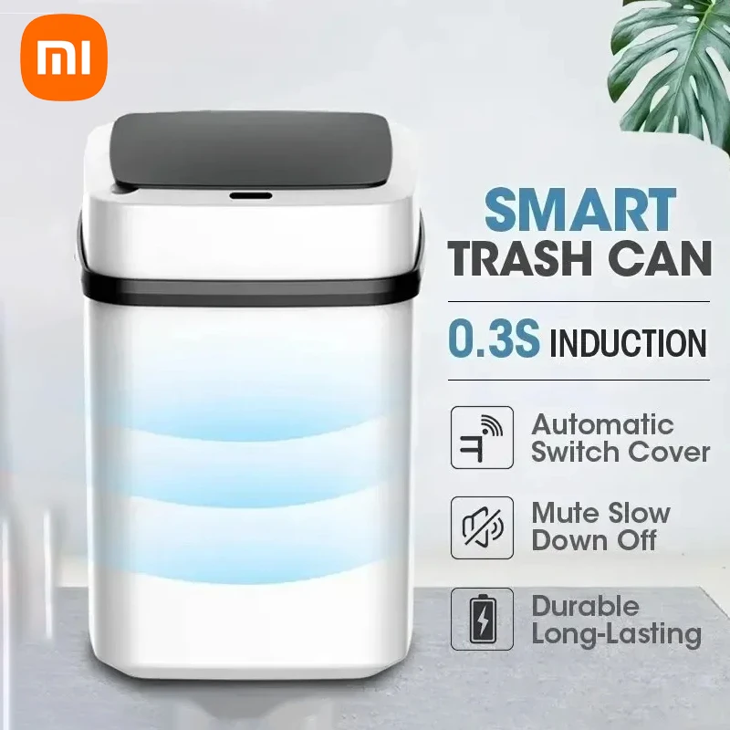 Xiaomi Kitchen Trash Bin 13L Bathroom Touch Trash Can In The Toilet Smart Garbage Bucket Waste Bins Dustbin Smart Home Trash Can