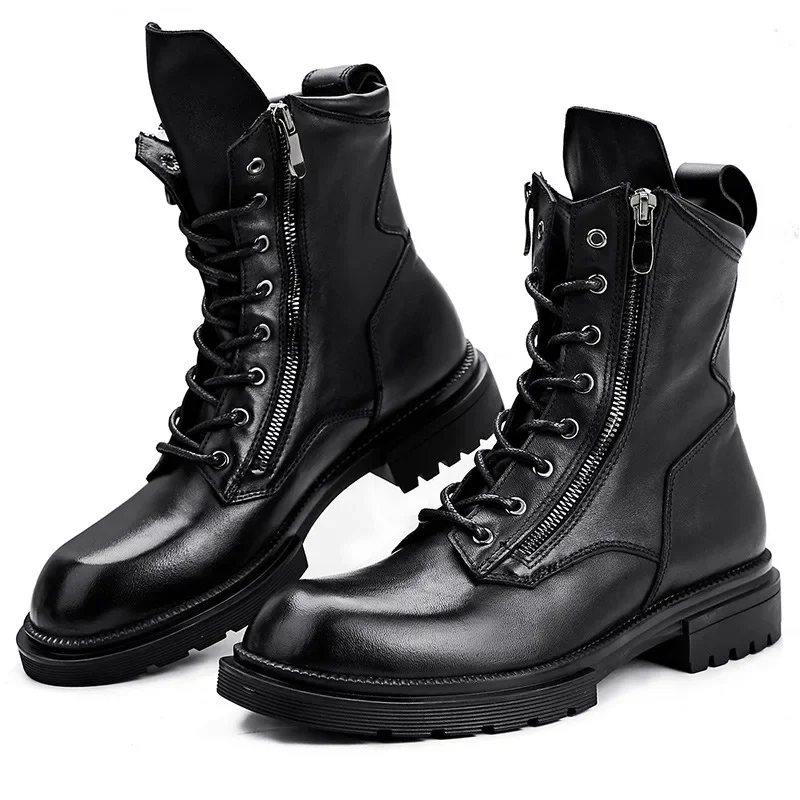 New Fashion Men\'s Motorcycle Boots Luxury Retro British Work Shoes Outdoor Anti-slip Botines Chelsea