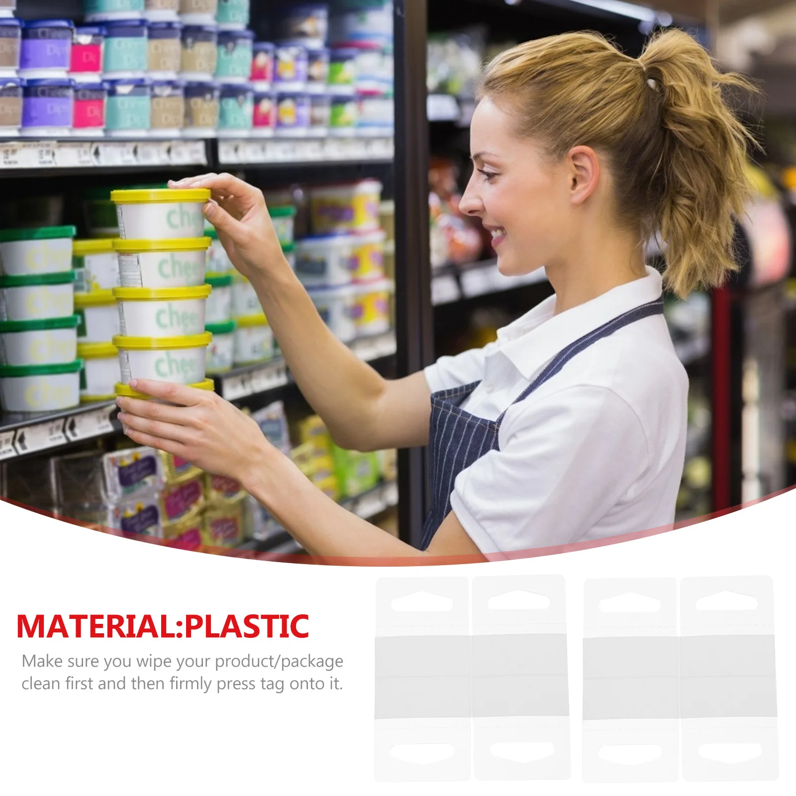 Pestañas colgantes de plástico transparente, pestañas de exhibición adhesivas para tienda minorista, mercancías, colgador de etiquetas adhesivas de alta resistencia, 200 Uds.