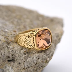 1pc Vintage & Cool Personality 18k Gold Color High Gloss Texture Ring, Couple Style