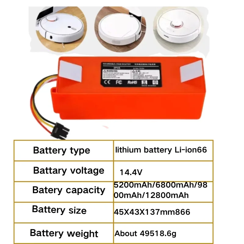 100% Original BRR-2P4S-5200S Robotic Vacuum Cleaner Replacement Battery For Xiaomi Roborock S55 S60 S65 S50 S51 S5 MAX S6 Parts