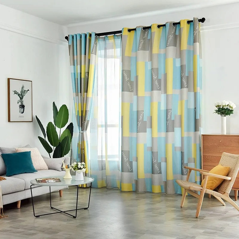 

New American Style Curtains for Living Room Fresh Cotton and Linen Printed Product Customization