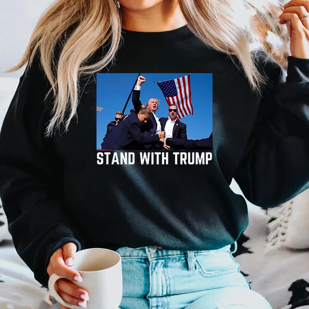 Donald Trump Rally Sweatshirt Trump Shot Shirt Stand with Trump Make America Great Again MAGA Jumper Election Top Trendy Clothes