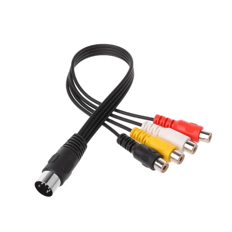 30CM 5 Pin Male Din Plug to 4 RCA Phono Female Plugs Audio Cable Wire Cord Conne