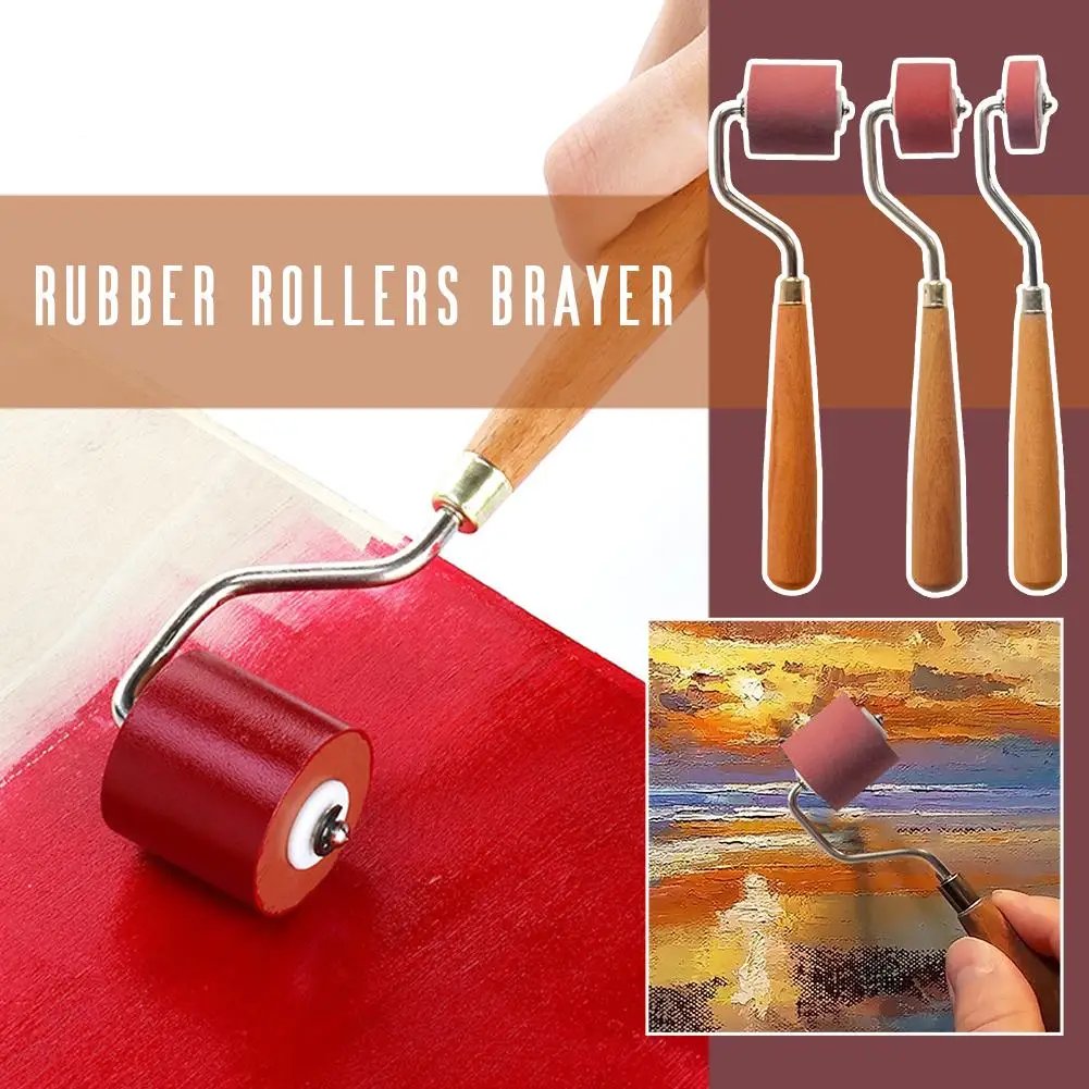 Roller Rubber Brayer Stamping Rollers Ink Printmaking Seam Wallpaper Tool Wall Painting Student Printing Brush Crafting Bra S7H1