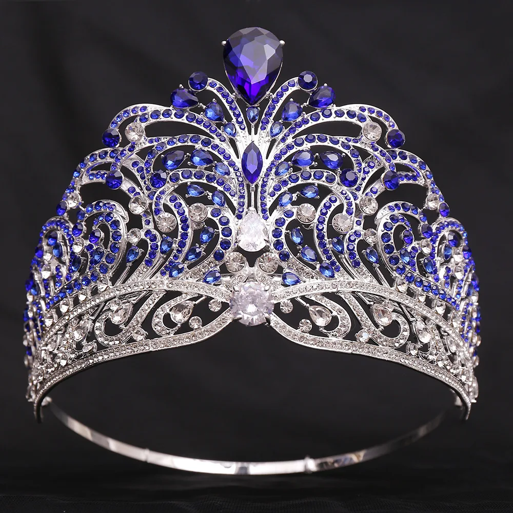 European Miss Universe Big Forest Crystal Wedding Crowns Cubic Zircon Crown Queen Rhinestone Tiara Party Stage Show Hair Jewelry