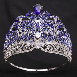 European Miss Universe Big Forest Crystal Wedding Crowns Cubic Zircon Crown Queen Rhinestone Tiara Party Stage Show Hair Jewelry