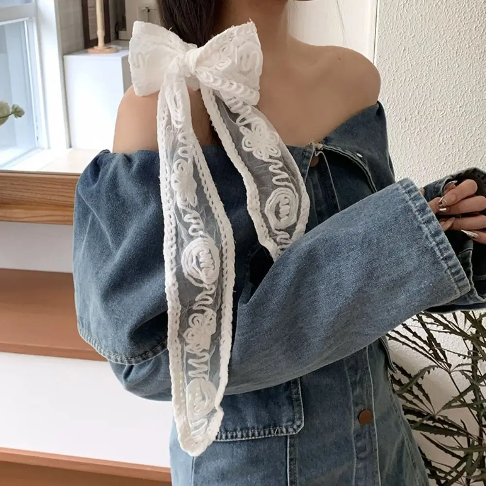 

Vintage Pastoral Style Lace Hair Band Soft Wrap Elegant Bow Headband Adjustable Turban Accessories Ribbon Hair Strap Female