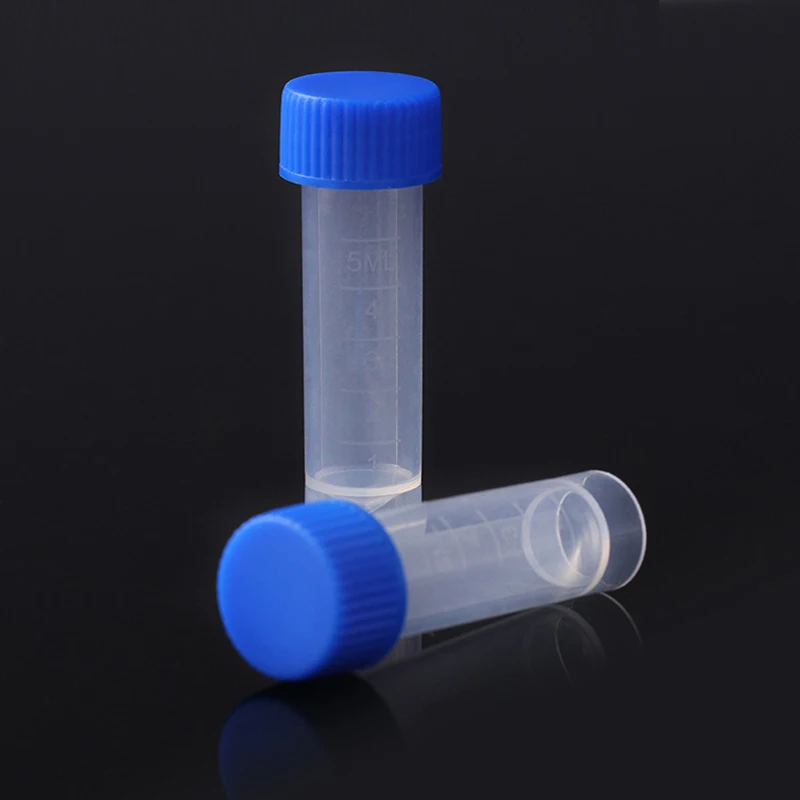 New Laboratory Chemical Plastic Test Tube Vial Sealing Cap Packaging Container Office School Chemicals 10Pieces * 5ML Laboratory