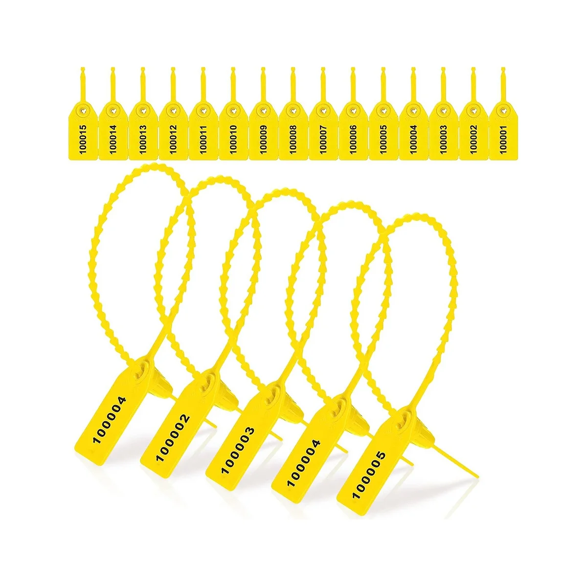 1000 Pcs Plastic Tamper Seals Fire Extinguisher Tags Security Tags Seals Safety Numbered Zip Ties Labels (Yellow)